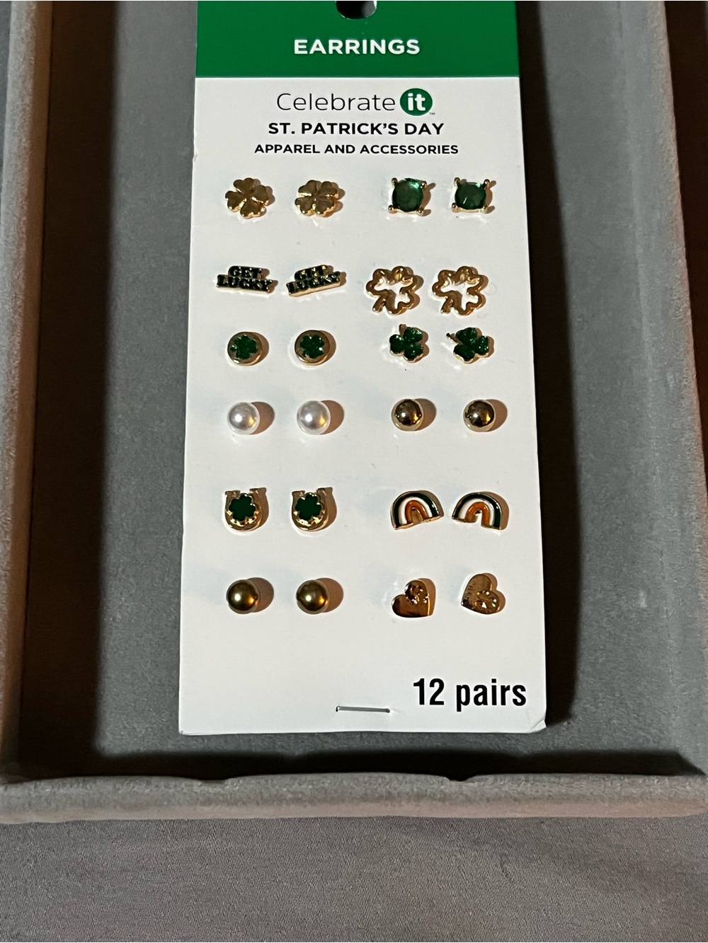 Celebrate It Gold and Green St. Patrick's Day Earring Set - 12 Pairs
